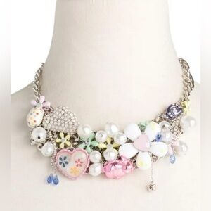 Betsey Johnson Pink and White Floral Necklace